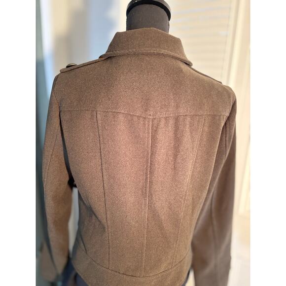 ZARA BASIC Double Breasted Peacoat in Earth Tone Green Brown - Picture 5 of 8